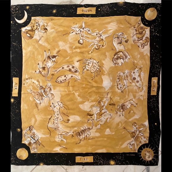 Diane Von Furstenberg silk scarf ZODIAC signs horoscope - Picture 14 of 16
